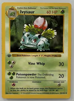 Pokemon TCG Ivysaur 30/102 Base Set First Edition Shadowless Vintage - Image 1