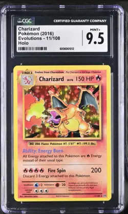 Pokemon Charizard 11/108 XY Evolutions Holo Rare 2016 CGC 9.5 MINT+ - Image 1