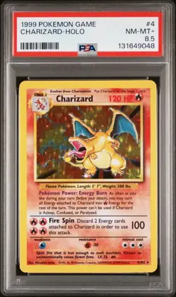 PSA 8.5 NM-MT+ Charizard Base Set Holo Rare 1999 WOTC Pokemon 4/102 - Image 1