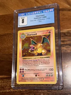 1999 Base Set Charizard CGC 8 Holo Rare 4/102 Shadowless NM/Mint Pokemon - Image 2