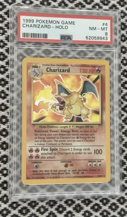 1999 Pokemon Base Set Charizard Holo 4/102 PSA 8 NM-MT - Image 1