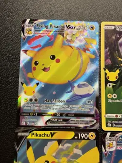 Pikachu Celebrations 25th Anniversary TCG Cards Lot of 4 Flying Surfing VMAX NM - Image 2