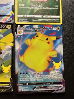 Pikachu Celebrations 25th Anniversary TCG Cards Lot of 4 Flying Surfing VMAX NM - Image 5