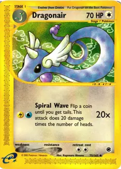 Pokemon TCG Dragonair Expedition 75/165 Uncommon E-Reader MP/HP - Image 1