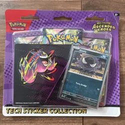 Pokemon Ascended Heroes 3 Pack Tech Sticker Collection Gastly New Sealed In-Hand - Image 1