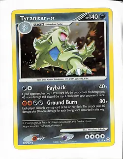 Pokemon Tyranitar (17/123) Rare Reverse Holo Mysterious Treasures NM-M - Image 1