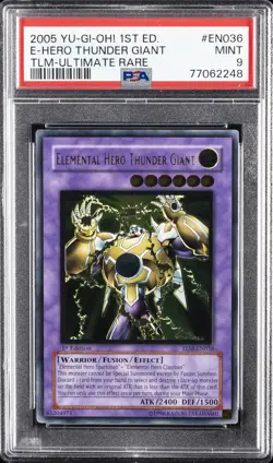 2005 YU-GI-OH! TLM-THE LOST MILLENNIUM #EN036 ELEMENTAL HERO THUNDER GIANT PSA 9 - Image 1
