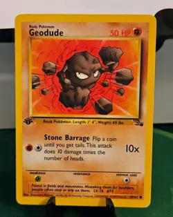 Pokemon Card Geodude 1st First Edition 47/62 Fossil Common English MP+ - Image 1