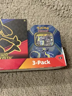 POKEMON Trading Cards TCG Costco 3 Pack Bundle CROWN ZENITH ETB + 2TINS NEW SEAL - Image 3