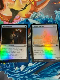 C781 MAGIC GATHERING FORGOTTEN REALMS FOIL CELESTIAL UNICORN DELVERS TOUC NM MTG - Image 1