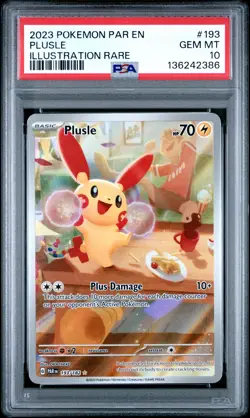 2023 POKEMON PAR EN-PARADOX RIFT ILLUSTRATION RARE #193 PLUSLE PSA 10 - Image 1