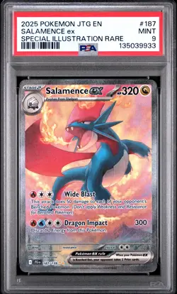 2025 POKEMON JTG EN-JOURNEY TOGETHER #187 SALAMENCE EX PSA 9 - Image 1