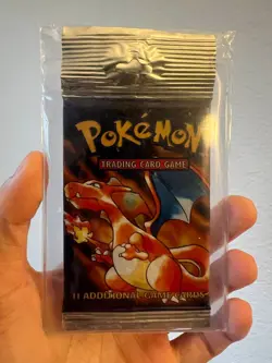 Pokemon Base Set 1999 Long Crimp Booster Pack Charizard Art - Image 1
