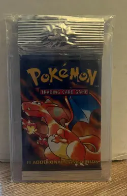 Pokemon Base Set 1999 Long Crimp Booster Pack Charizard Art - Image 2