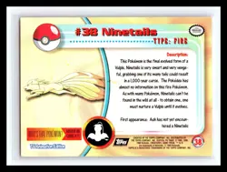 💥 Ninetails 1999 Topps Pokemon TV Non Holo Animation Series Black Logo # 38 - Image 2