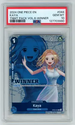 2023 One Piece Tournament Pack Vol 6 Winner English Kaya OP03-044 PSA 10 - Image 1