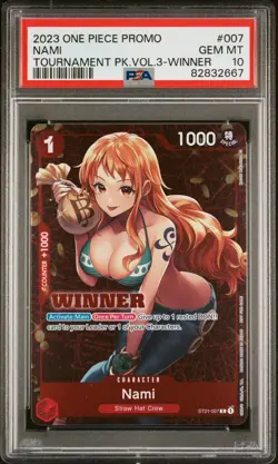 PSA 10 2023 One Piece Tournament Pack Volume 3 Winner Promo Nami ST01-007 - Image 1