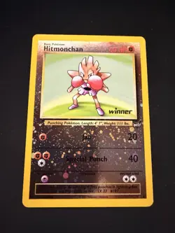 Hitmonchan #2 Best of Game WINNER Stamp Reverse Holo Pokemon TCG Card - Image 1