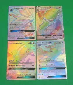 Mint Pokemon Secret Rainbow Rares Lot Of 4 GX's Ho-Oh, Kingdra, Solgaleo, Centis - Image 1