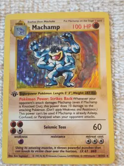 Machamp 8/102 Base Set (Shadowless) 1st Edition Holo Rare Pokemon Card LP - NM - Image 1