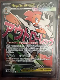 Ascended Heroes Mega Scrafty Ex 270/217 Full Art Secret Rare Pokemon Card TCG NM - Image 1