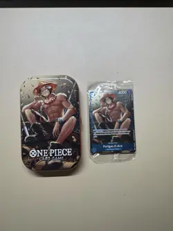 Portgas.D.Ace (Tin Pack Set Vol. 2) P-074 One Piece Promo Card Foil & Empty Tin - Image 1