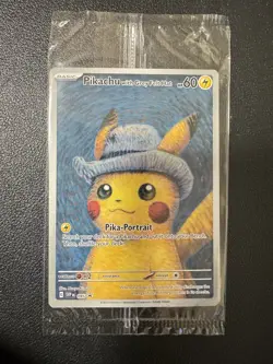 PIKACHU VAN GOGH WITH GREY FELT HAT SVP EN 085 PROMO POKEMON CARD-SEALED - Image 1