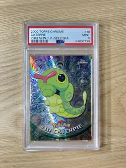 2000 TOPPS CHROME POKEMON T.V. SPECTRA #10 CATERPIE PSA 9 - Image 1