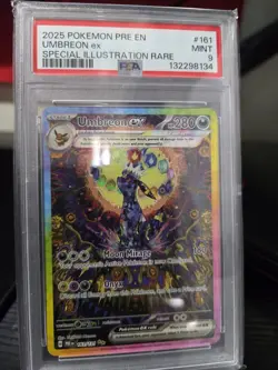 PSA 9 Pokemon Prismatic Evolutions Umbreon EX Special Illustration Rare 161/131 - Image 1