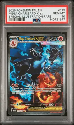 2025 POKEMON PFL EN-PHANTASMAL FLAMES #125 MEGA CHARIZARD X EX PSA 10 - Image 1