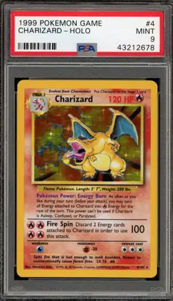 Pokemon Charizard Base Set Unlimited Holo Rare #4 PSA 9 Mint - Image 1