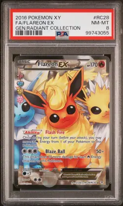 2016 POKEMON XY GENERATIONS RADIANT COLL #RC28 FULL ART/FLAREON EX PSA 8 - Image 1