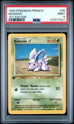 1999 POKEMON FRENCH 1ST EDITION #55 NIDORAN PSA 9 - Image 1