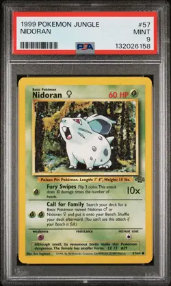 1999 POKEMON JUNGLE #57 NIDORAN PSA 9 - Image 1