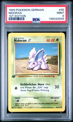 1999 POKEMON GERMAN 1ST EDITION #55 NIDORAN PSA 9 - Image 1