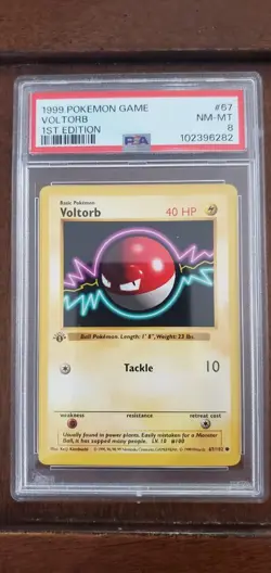 1999 NM-MT PSA 8 1st Edition VOLTORB Shadowless Pokemon Base Set 67/102 - Image 2