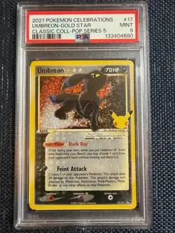 2021 Pokemon Umbreon Gold Star Celebrations Classic Collection #17 PSA 9 Mint 17 - Image 1