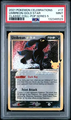 2021 POKEMON CELEBRATIONS CLASSIC COLLECTION #17 UMBREON-GOLD STAR PSA 9 - Image 1