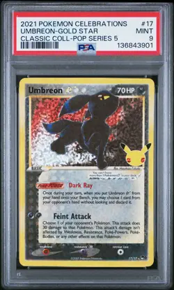 2021 POKEMON CELEBRATIONS CLASSIC COLLECTION #17 UMBREON-GOLD STAR PSA 9 - Image 1