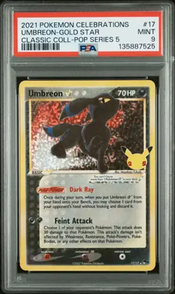 2021 POKEMON CELEBRATIONS CLASSIC COLLECTION #17 UMBREON-GOLD STAR PSA 9 - Image 1