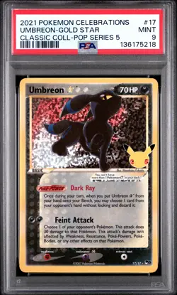 2021 POKEMON CELEBRATIONS CLASSIC COLLECTION #17 UMBREON-GOLD STAR PSA 9 - Image 1