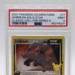 2021 POKEMON CELEBRATIONS CLASSIC COLLECTION 17/17 #17 UMBREON GOLD STAR PSA 9 - Image 3