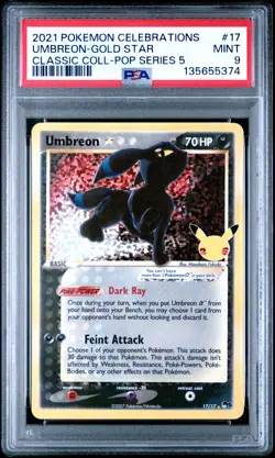 2021 POKEMON CELEBRATIONS CLASSIC COLLECTION #17 UMBREON-GOLD STAR PSA 9 - Image 1