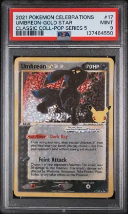 2021 POKEMON CELEBRATIONS CLASSIC COLLECTION #17 UMBREON-GOLD STAR PSA 9 - Image 1