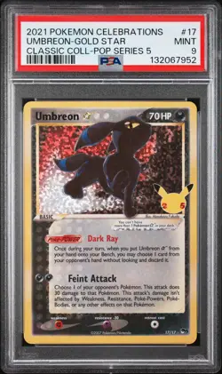 2021 POKEMON CELEBRATIONS CLASSIC COLLECTION #17 UMBREON-GOLD STAR PSA 9 - Image 1