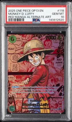 2025 ONE PIECE OP13-CARRYING ON HIS WILL #118 MONKEY D. LUFFY PSA 10 - Image 1