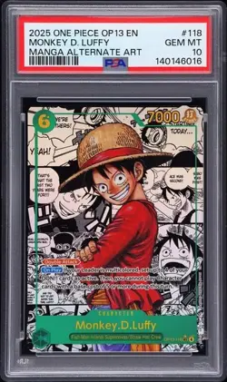 2025 ONE PIECE OP13-CARRYING ON HIS WILL #118 MONKEY D. LUFFY PSA 10 LOW POP - Image 1