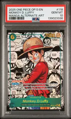 2025 ONE PIECE OP13-CARRYING ON HIS WILL #118 MONKEY D. LUFFY PSA 10 - Image 1