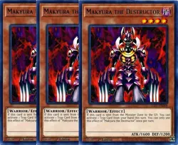 Yugioh Makyura the Destructor x 3 1st Edition Rare NM - Plus Free Holo Card - Image 1