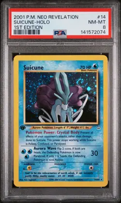 2001 POKEMON NEO REVELATION 1ST EDITION #14 SUICUNE-HOLO PSA 7 - Image 1